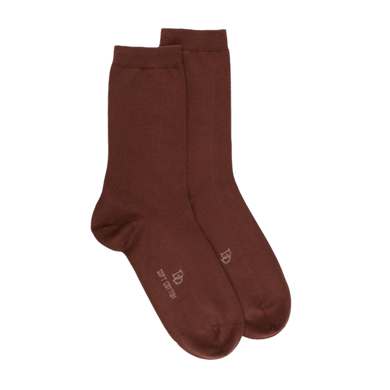 Chaussettes femme Soft Coton à bord souple - Marron | Doré Doré