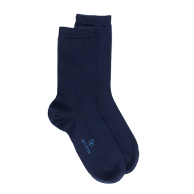 Chaussettes femme Soft Coton à bord souple - Bleu marine | Doré Doré