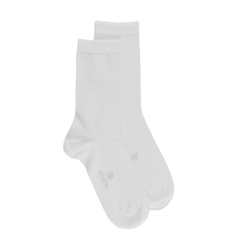 Chaussettes femme Soft Coton à bord souple - Blanc | Doré Doré