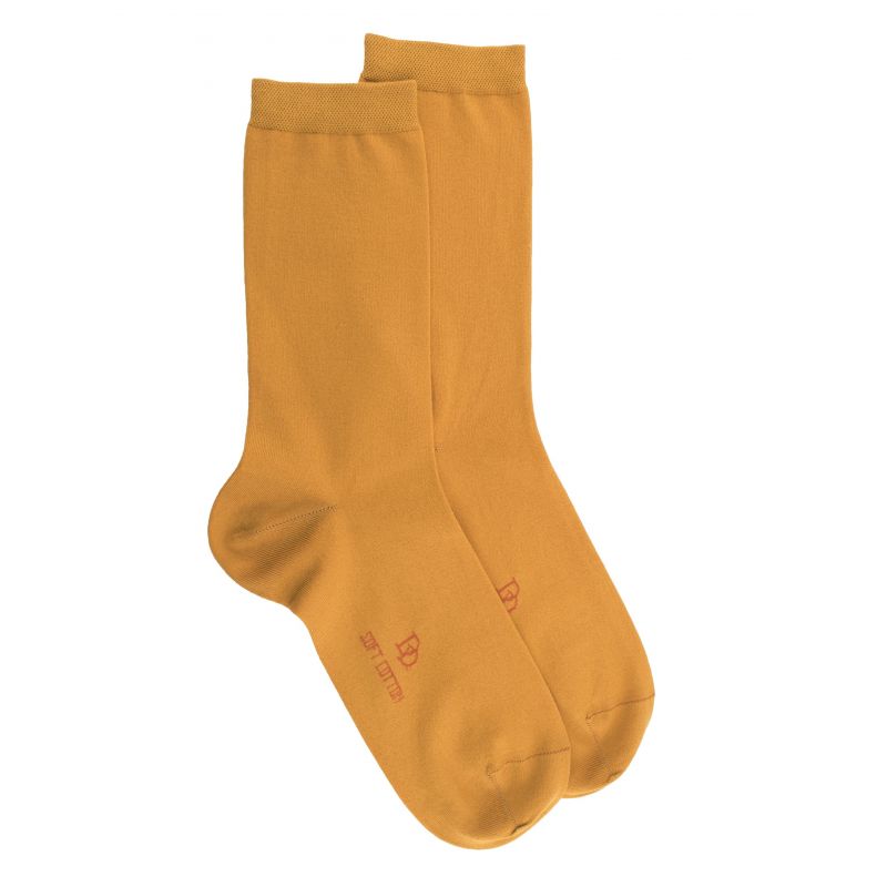 Chaussettes femme en coton doux et bord souple - Orange