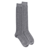 Mi-bas torsadés pour femme en laine et cachemire - Gris