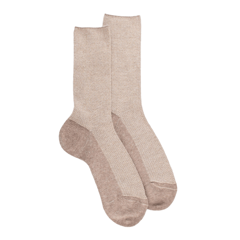 Chaussette laine Angora et lurex brillant - Capuccino | Doré Doré