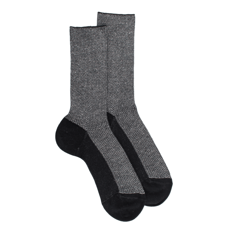 Chaussette laine Angora et lurex brillant - Noir | Doré Doré