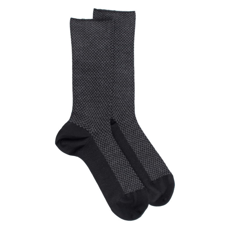 Chaussettes laine à motifs géométrique - Noir et gris | Doré Doré
