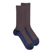 Chaussettes laine à motifs géométrique – Marron et bleu