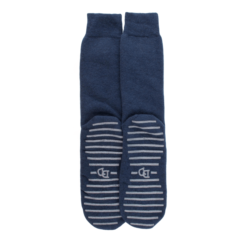 Chaussettes anti-dérapantes homme en coton - Bleu Caban | Doré Doré