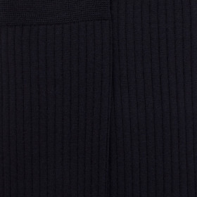 Mi-bas homme luxe à côtes en laine mérinos extra fine - Bleu marine foncé | Doré Doré
