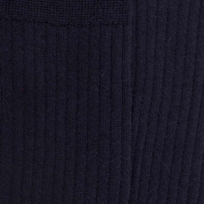 Chaussettes homme en 100% laine fine mérinos côtelées - Bleu foncé | Doré Doré