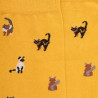 Chaussettes homme en coton à motifs chats - Jaune Moutarde | Doré Doré