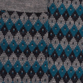 Chaussettes en laine à losanges tricolores - Gris | Doré Doré