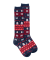 Chaussettes longues en coton pour femmes avec motif grec de Noël - Bleu Voilier