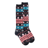 Chaussettes longues en coton pour femmes avec motif grec de Noël - Gris anthracite | Doré Doré