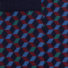 Chaussettes en coton égyptien pour hommes avec motifs de cubes en 3D - Bleu Matelot | Doré Doré