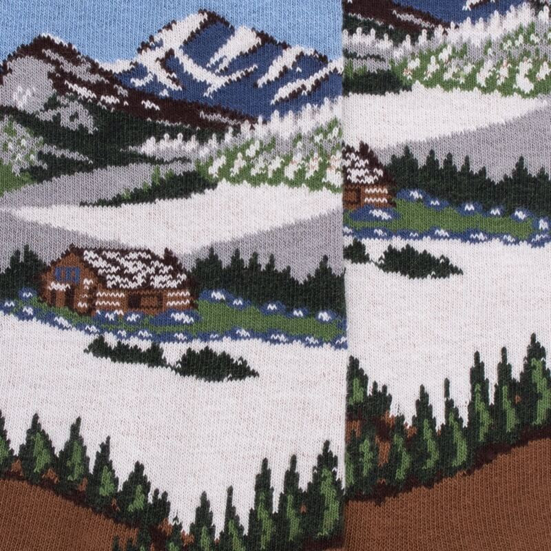 Chaussettes en coton pour hommes avec motifs de paysages de montagne - Terre | Doré Doré