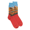 Chaussettes en coton pour hommes avec motifs de paysages de montagne - Orange cognac