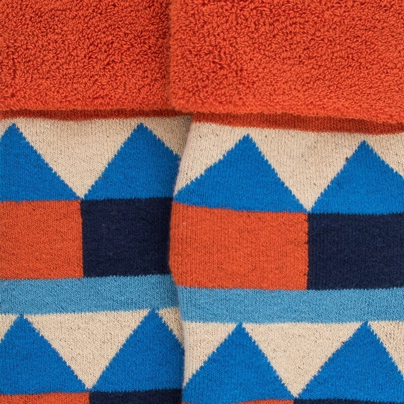 Chaussettes en coton à motifs géométriques pour enfants - Bleu Voilier | Doré Doré