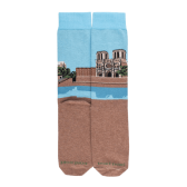 Chaussettes en coton à motifs de Notre Dame pour hommes - Marron Caille | Doré Doré