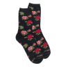 Chaussettes pour dames en coton à motifs de roses - Gris anthracite
