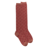 Chaussettes longues pour femmes en coton égyptien et cachemire avec effet brillant à motifs de diamants - Rouge griotte | Doré D