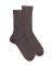 Chaussettes en laine unie côtelée pour femmes - Brun loutre