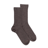 Chaussettes en laine unie côtelée pour femmes - Brun loutre | Doré Doré