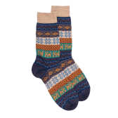 Chaussettes homme en laine à motif de Noël - Bleu Voilier | Doré Doré