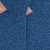 Mi-bas femme en laine polaire - Bleu saphir & Rose Praline | Doré Doré