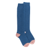 Mi-bas femme en laine polaire - Bleu saphir & Rose Praline