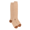 Mi-bas femme en laine polaire - Beige Désert & Orange écureuil