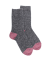 Chaussettes femme en laine polaire - Gris oxford & Rose gambas