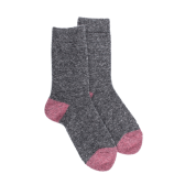 Chaussettes femme en laine polaire - Gris oxford & Rose gambas | Doré Doré