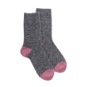 Chaussettes femme en laine polaire - Gris oxford & Rose gambas