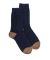 Chaussettes femme en laine polaire - Bleu marine & Beige seigle