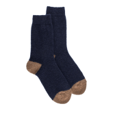 Chaussettes femme en laine polaire - Bleu marine & Beige seigle | Doré Doré