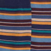 Chaussettes homme en coton à rayures fines multicolores - Bleu Caban & Vert verger | Doré Doré