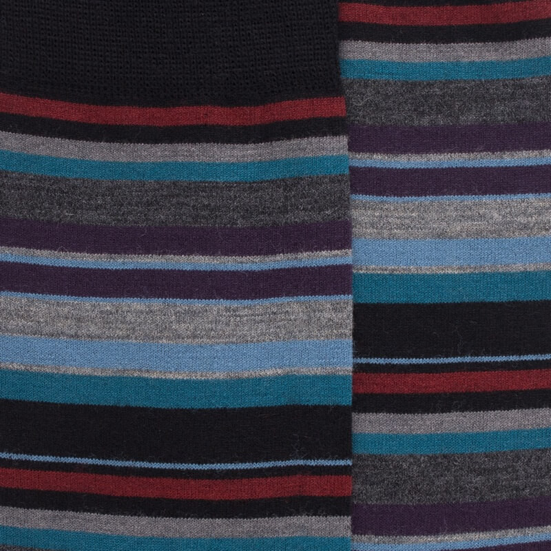 Chaussettes homme en coton à rayures fines multicolores - Noir & Rouge pommard | Doré Doré