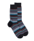 Chaussettes homme en coton à rayures fines multicolores - Noir & Rouge pommard
