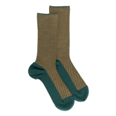 Chaussettes homme en laine sans bord élastique à motif géométrique - Gris-vert Fer & Safran | Doré Doré