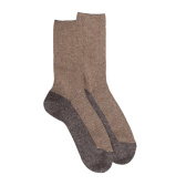 Chaussettes femme en laine et angora sans bord élastique effet brillant - Brun fourmi & Camel | Doré Doré