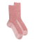 Chaussettes femme en laine et angora sans bord élastique effet brillant - Provence & Rouge amarante