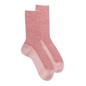 Chaussettes femme en laine et angora sans bord élastique effet brillant - Provence & Rouge amarante | Doré Doré