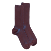 Chaussettes homme à côtes sans bord élastique en laine - Aubergine | Doré Doré
