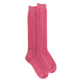 Mi-bas femme en laine et cachemire à motif torsadés - Rose antique | Doré Doré