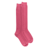 Mi-bas femme en laine et cachemire à motif torsadés - Rose antique | Doré Doré