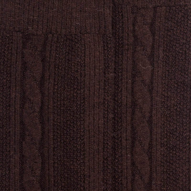 Mi-bas femme en laine et cachemire à motif torsadés - Marron Chocolat | Doré Doré