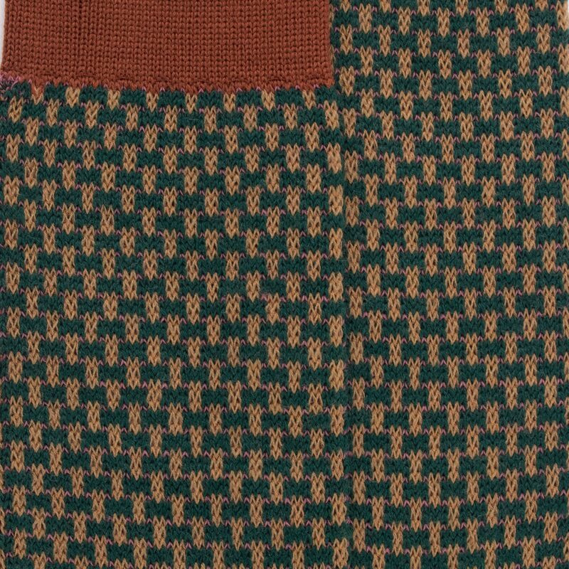 Chaussettes homme en laine à motif à trois couleurs - Gris-vert Fer & Orange écureuil | Doré Doré