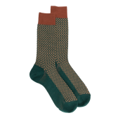 Chaussettes homme en laine à motif à trois couleurs - Gris-vert Fer & Orange écureuil | Doré Doré