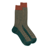 Chaussettes homme en laine à motif à trois couleurs - Gris-vert Fer & Orange écureuil