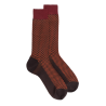 Chaussettes homme en laine à motif à trois couleurs - Marron Chocolat & Rouge pommard | Doré Doré