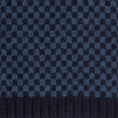 Écharpe pour homme en laine vierge à motifs rectangulaires bicolores. - Bleu marine foncé & Bleu armée | Doré Doré